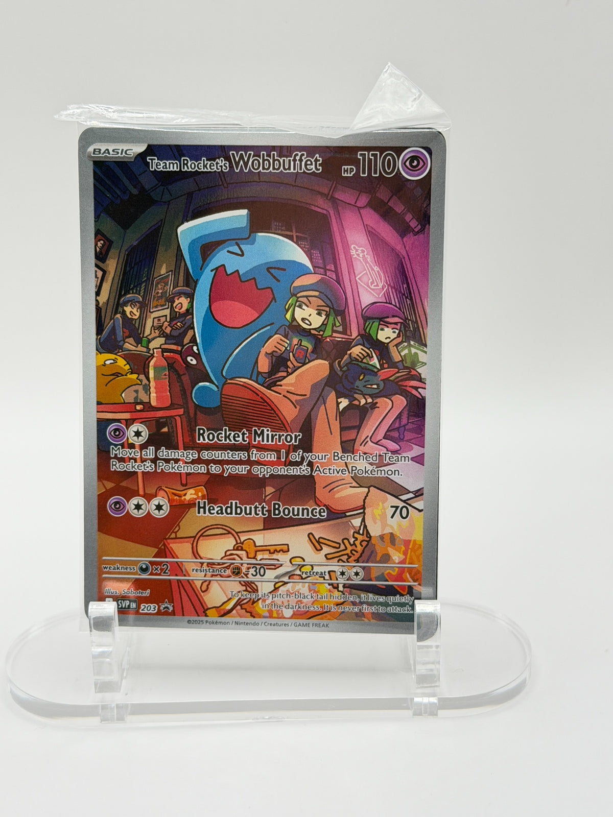 Team Rocket's Wobbuffet SVP 203 front – Pokémon TCG card
